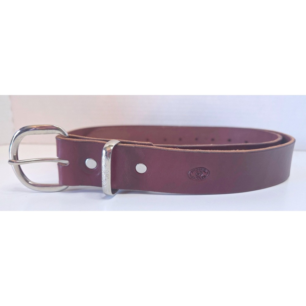 McDaniel Saddles Burgundy Leather Western Belt Silver‎ Engraved Keeper 49 Inch